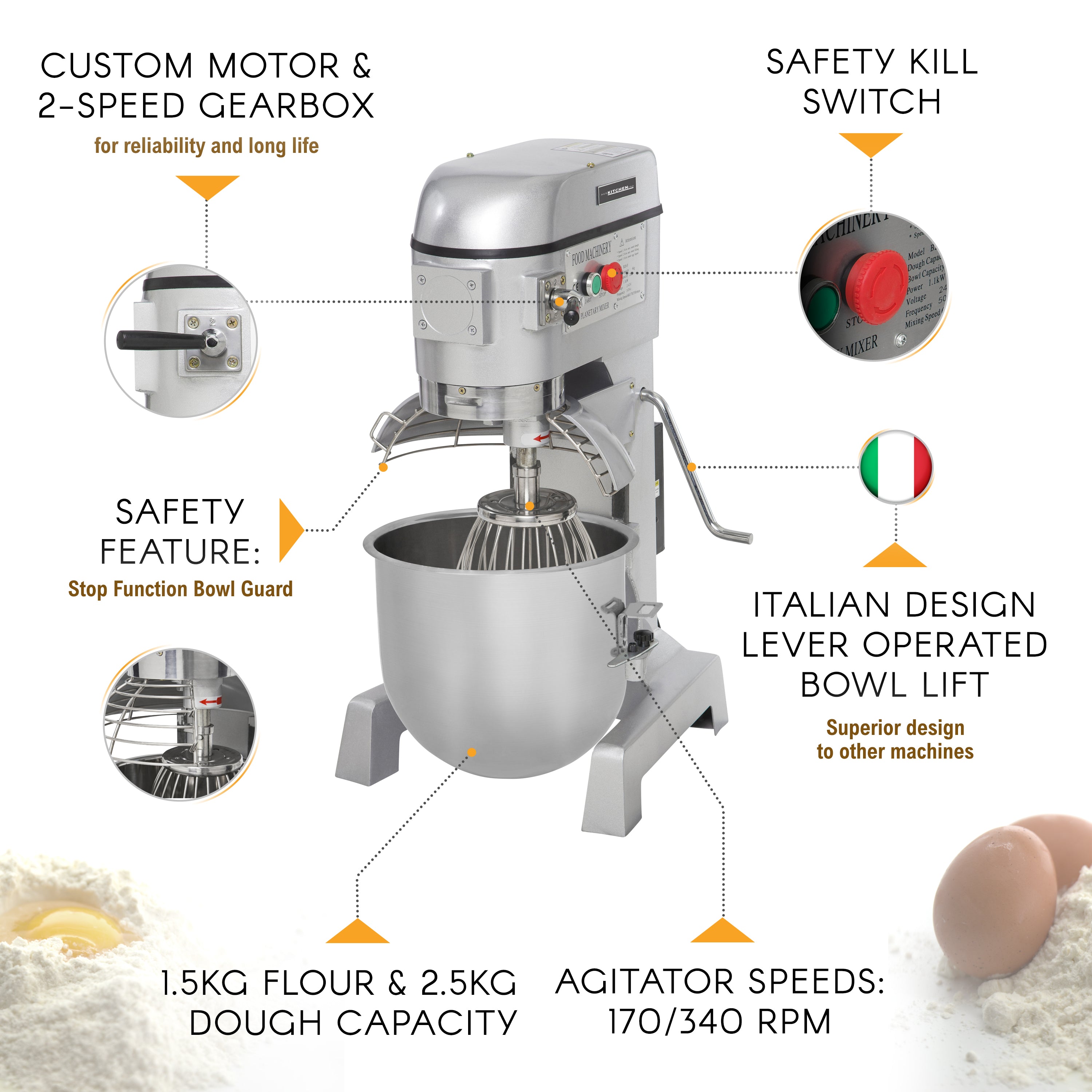 Planetary Mixer 10 Litre Speed Dough Mixer – auskitchenpro